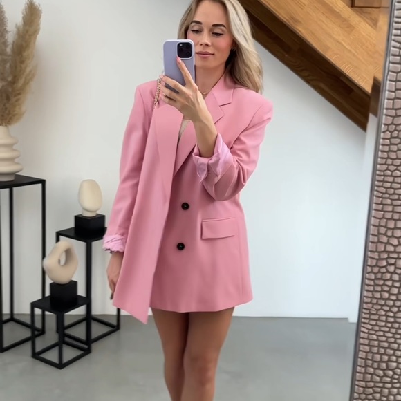 Zara Jackets & Blazers - ZARA limited edition oversized double breasted pink blazer blogger favorite